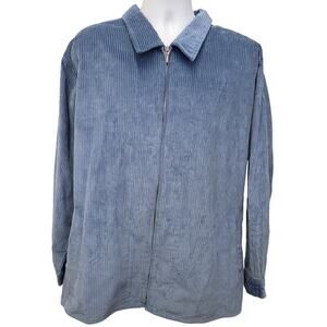 VTG 90's Corduroy Heavy Cotton Full Zip Shirt Jacket Blue 4X Mens Womens Unisex